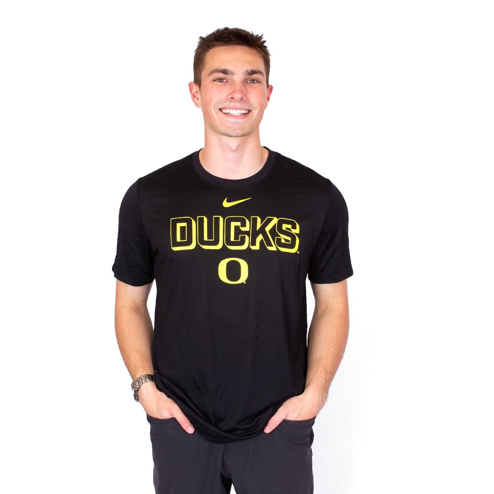 Classic Oregon O, Nike, Black, Crew Neck, Performance/Dri-FIT, Men, Legend, Sideline, Tonal, T-Shirt, 883766